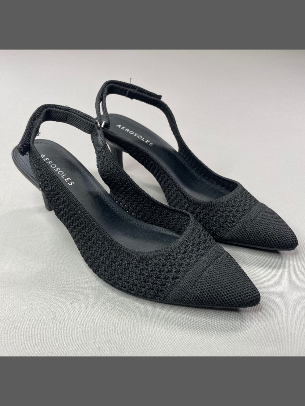 NEW Aerosoles Shoes Womens 8 black liviara knit heels pumps preppy cocktail